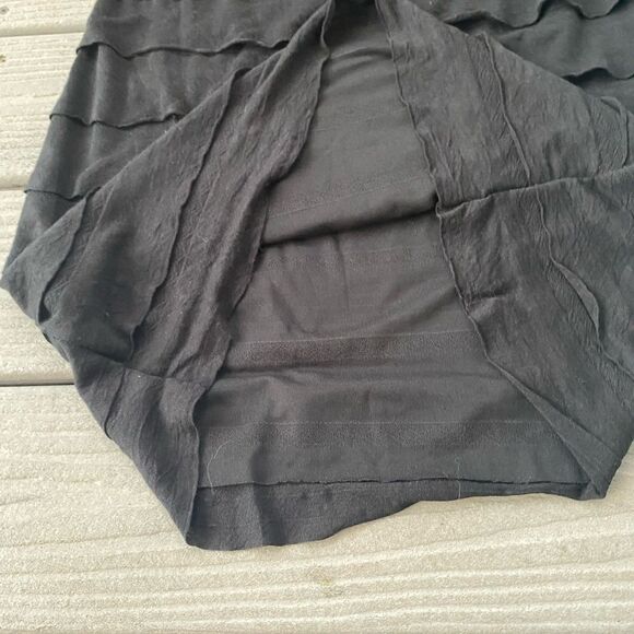 Max Edition Tiered Ruffle Lace Black Long Sleeve Stretchy Fitted Dress Large - Picture 10 of 10